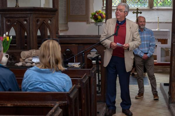 Rev. Simon Hill officially opening the exhibition.
